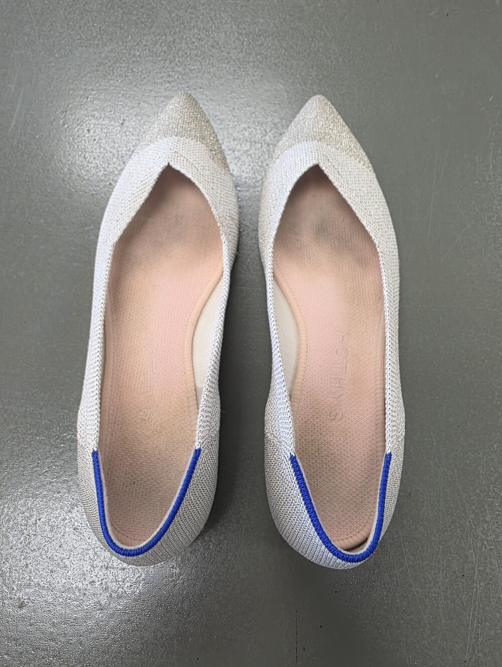 Rothys Sz 6.5 Shoe Diamond Metallic